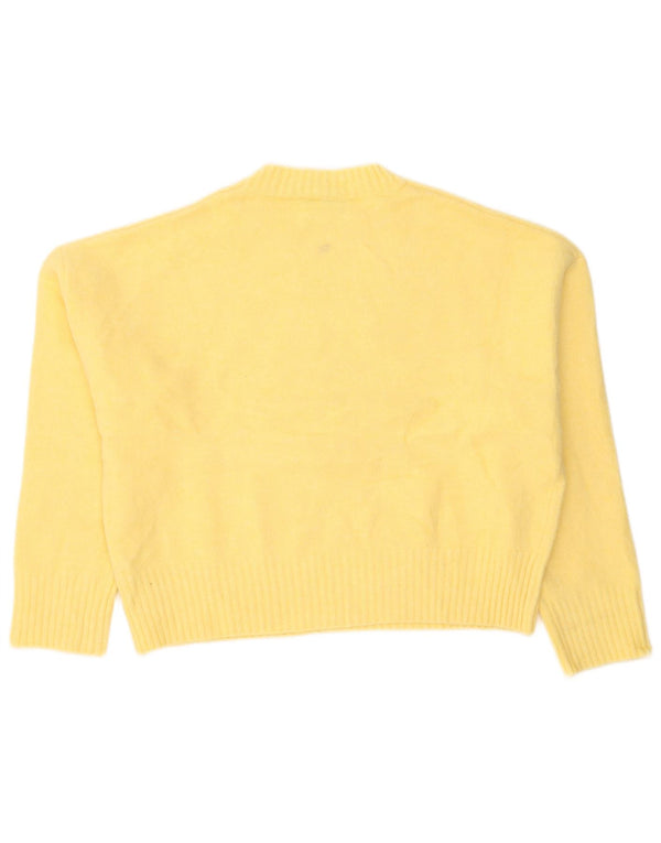 Zara Womens Crop Oversized Crew Neck Jumper Sweater UK 10 Small Yellow