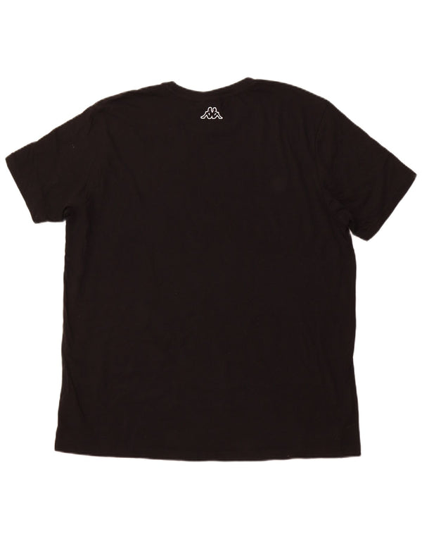 KAPPA Mens Graphic T-Shirt Top XL Black Cotton