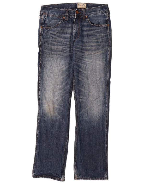 Wrangler Mens Ace Straight Jeans W32 L34 Navy Blue Cotton