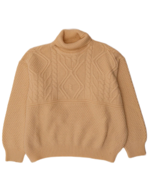 Vintage Womens Crop Oversized Roll Neck Jumper Sweater IT 50 XL Off White