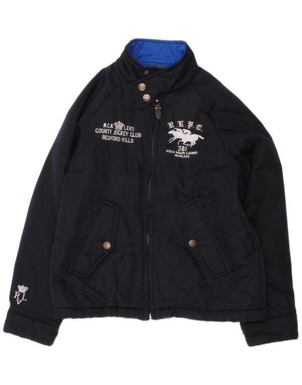 Polo Ralph Lauren Boys Graphic Harrington Jacket 7-8 Years Small Navy Blue
