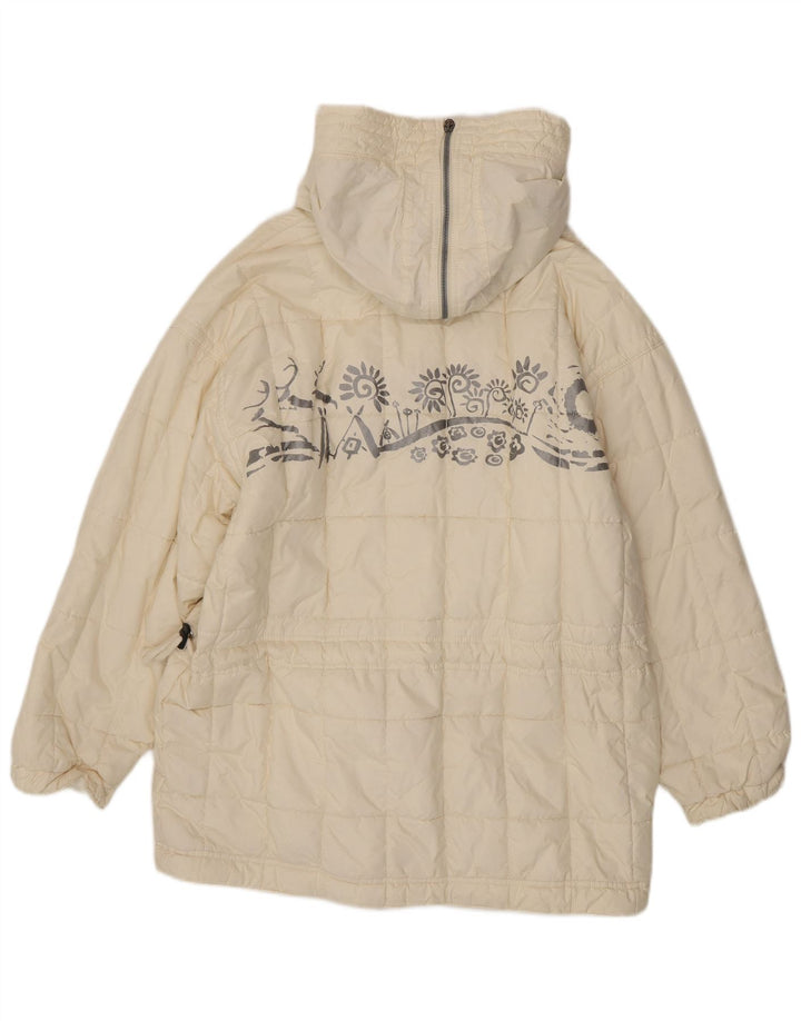 Vintage Womens Oversized Padded Coat UK 10 Small  White Paisley Polyester