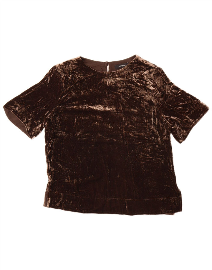 Marks & Spencer Womens Autograph Velour Blouse Top UK 10 Small Brown