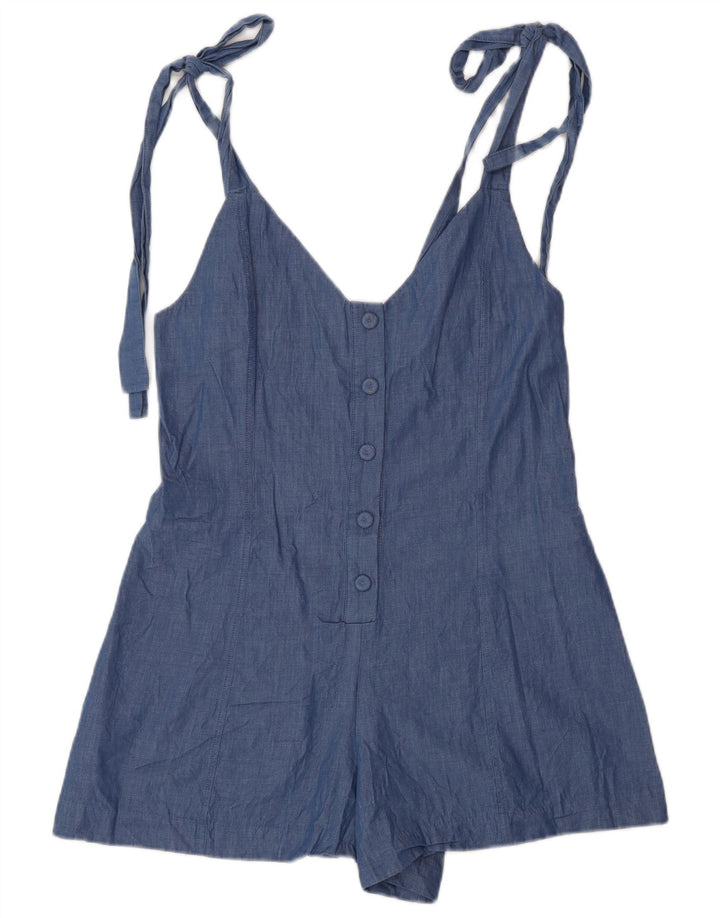 Zara Womens Playsuit UK 10 Small  Blue Cotton