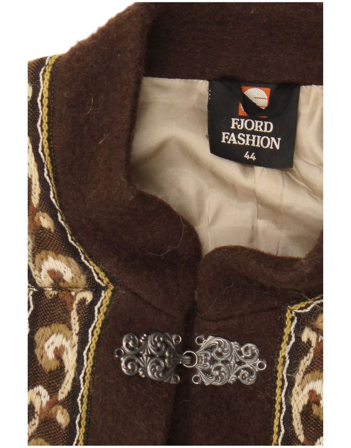 Fjord Womens Blazer Jacket EU 44 XL Beige Fair Isle Wool Retro