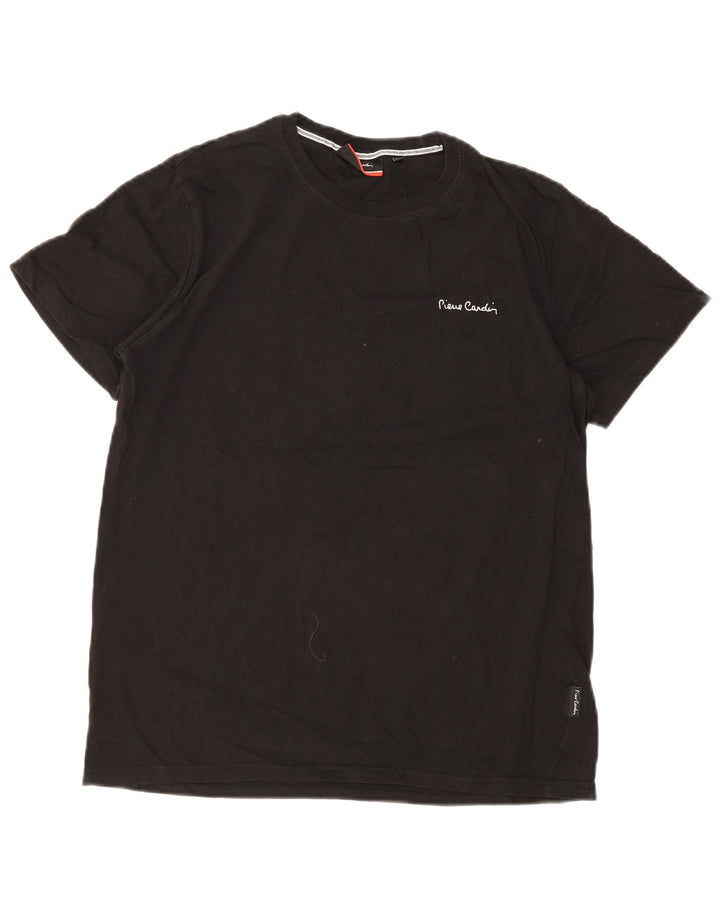 Pierre Cardin Mens T-Shirt Top Medium Black Cotton