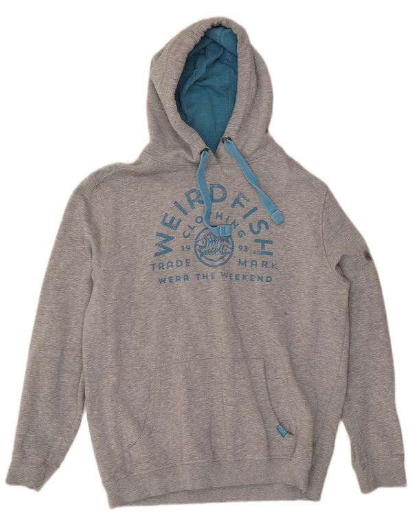 Weird Fish Mens Graphic Hoodie Jumper Large Grey Flecked