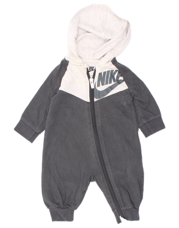 Nike Baby Boys Graphic Hooded Jumpsuit 0-3 Months Grey Colourblock Cotton