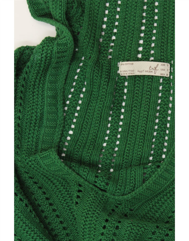 ZARA Womens Hooded Jumper Sweater UK 10 Small Green Cotton