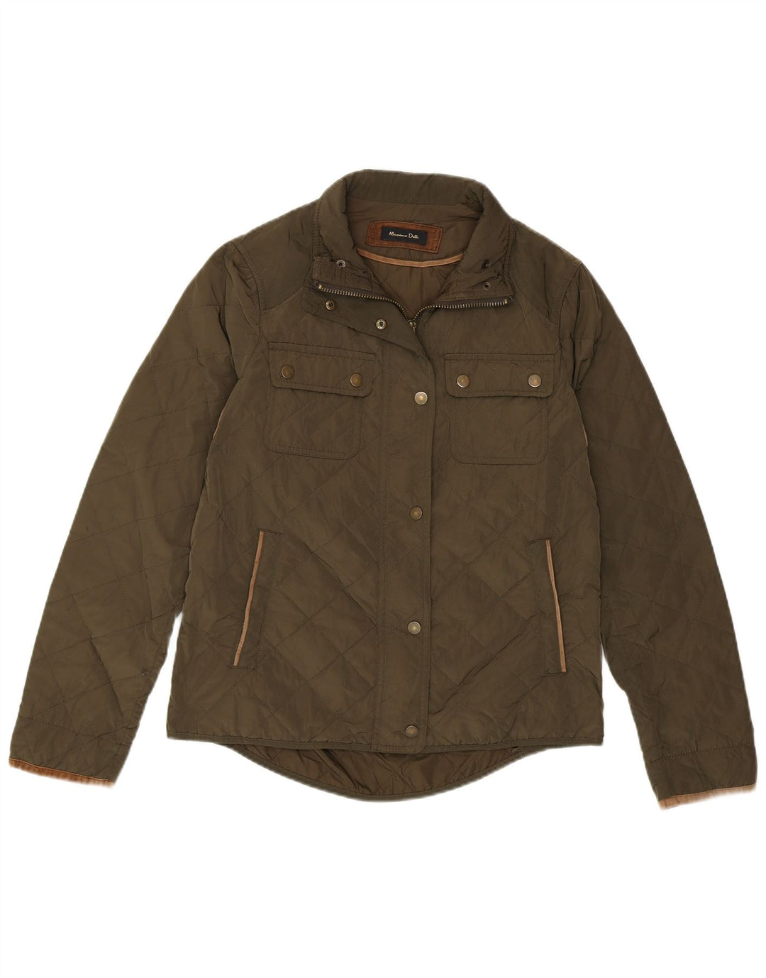 Massimo Dutti Womens Quilted Jacket EU 38 Medium Green Nylon