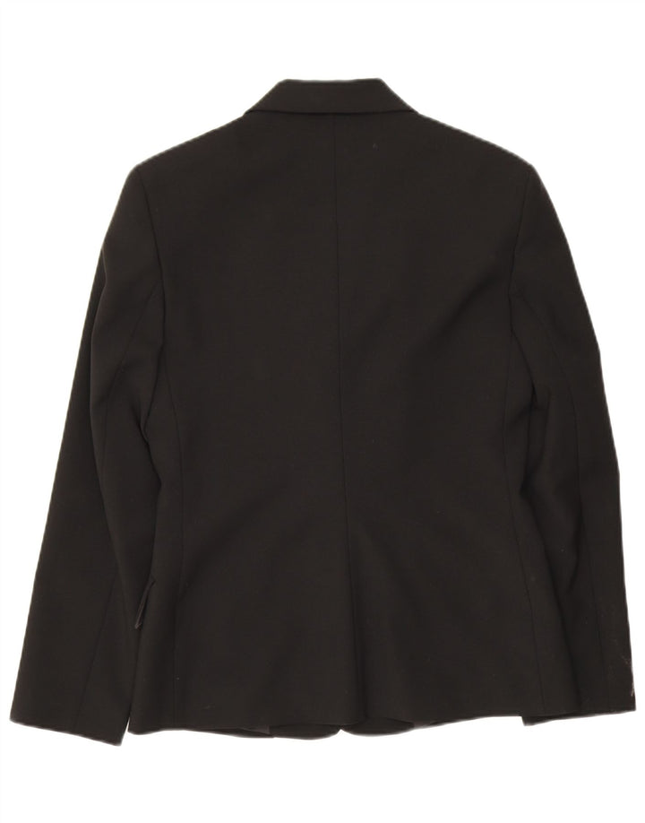 Benetton Womens 3 Button Blazer Jacket IT 42 Medium Black Polyester
