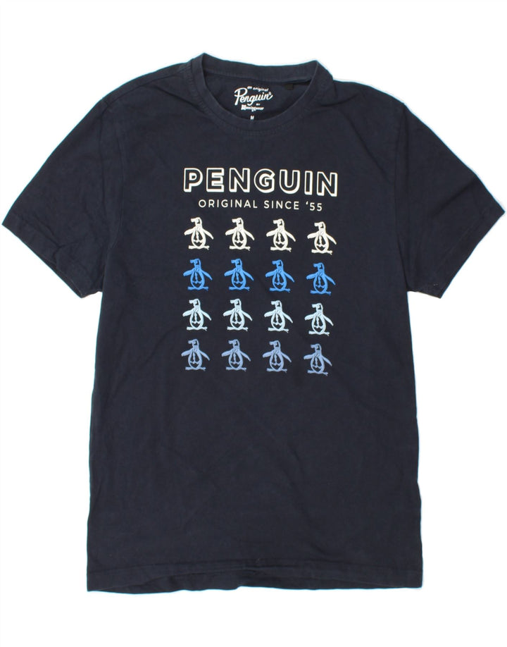 PENGUIN Mens Graphic T-Shirt Top Medium Navy Blue Cotton Vintage Penguin and Second-Hand Penguin from Messina Hembry 
