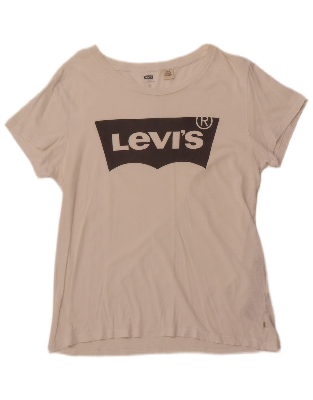 LEVI'S Womens Graphic T-Shirt Top UK 12 Medium White Cotton