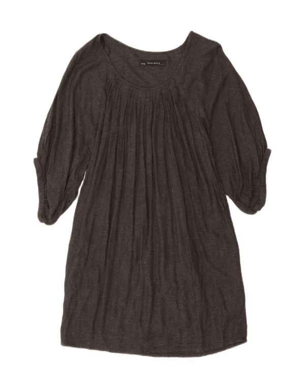Zara Womens 3/4 Sleeve Oversized Tent Dress UK 10 Small Grey Viscose