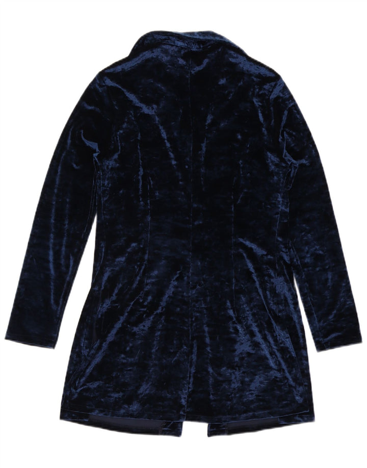 Vintage Womens Longline Shirt Blouse IT 44 Medium Navy Blue Polyester