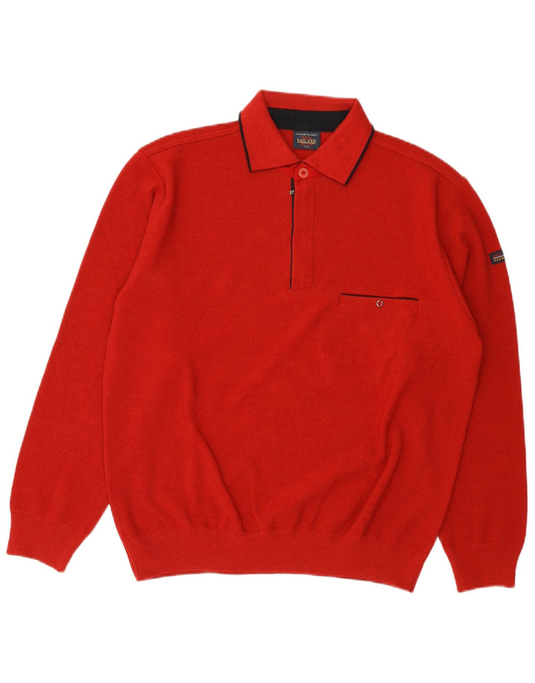 Sail Exp Mens Polo Neck Jumper Sweater IT 50 Medium Red Wool