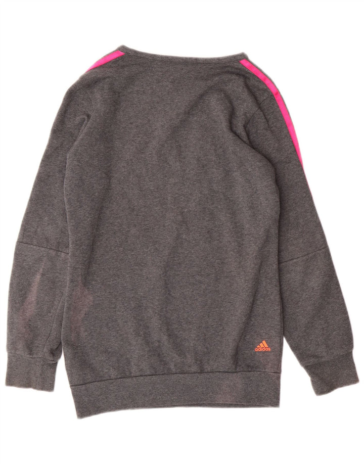 ADIDAS Girls Graphic Sweatshirt Jumper 11-12 Years Grey Cotton