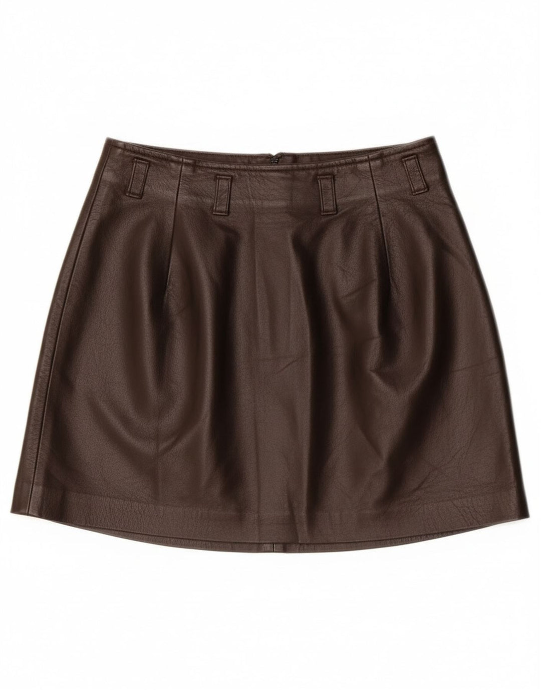 Vintage Womens Mini Leather Skirt IT 40 Small W26 Brown Leather