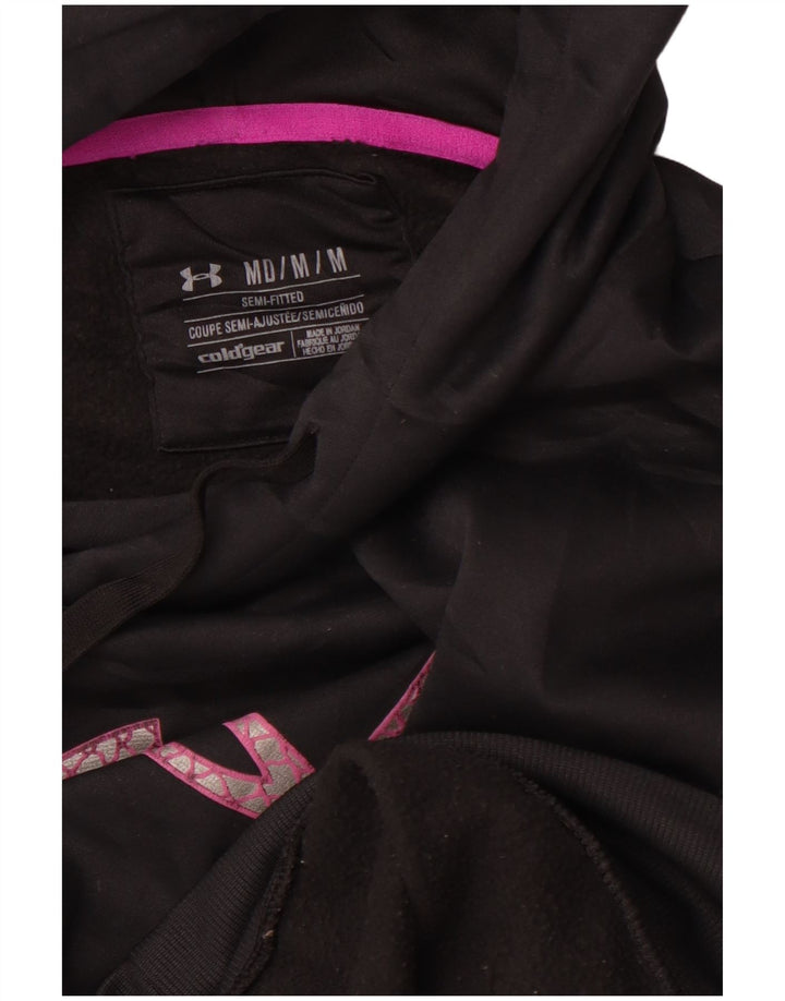 UNDER ARMOUR Womens Cold Gear Graphic Hoodie Jumper UK 14 Medium Black