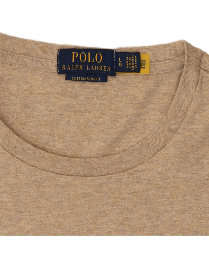 POLO RALPH LAUREN Mens Custom Slim Fit T-Shirt Top Large Beige