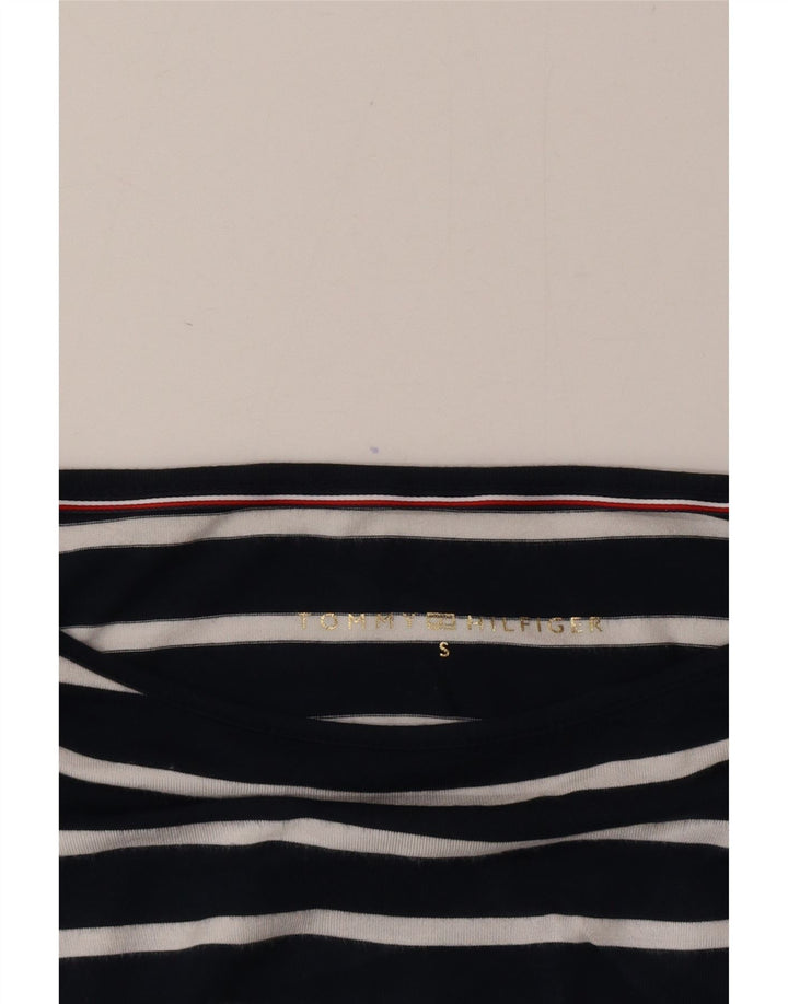 Tommy Hilfiger Womens Top 3/4 Sleeve UK 10 Small Navy Blue Striped