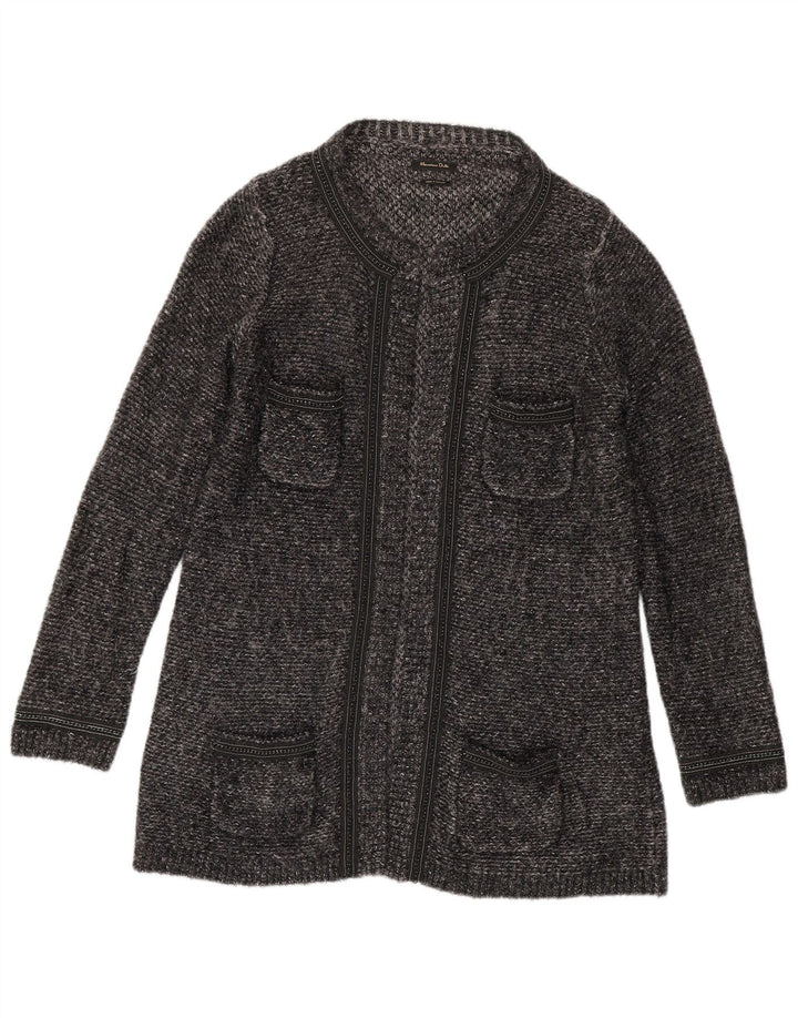 Massimo Dutti Womens Longline Cardigan Sweater UK 14 Medium Grey Flecked