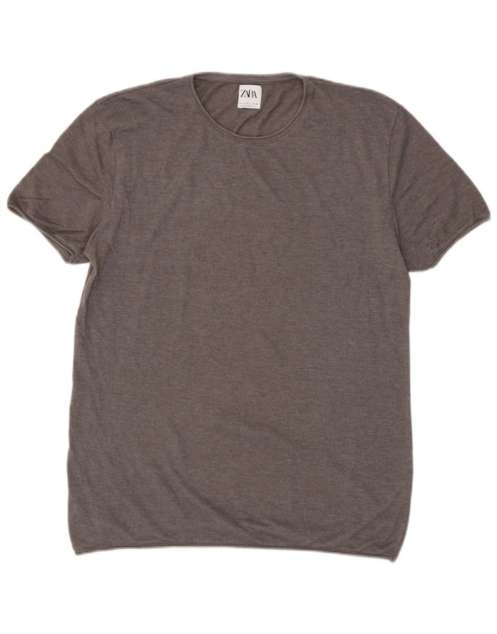 Zara Mens T-Shirt Top Large Grey
