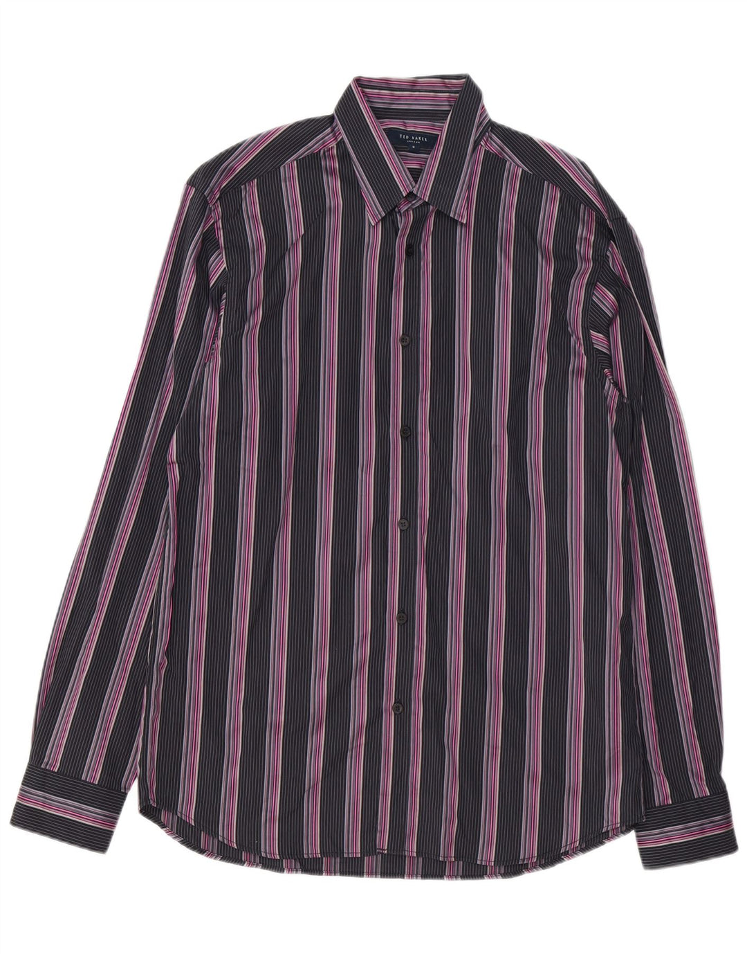 TED BAKER Mens Shirt Size 3 Medium Black Striped Cotton