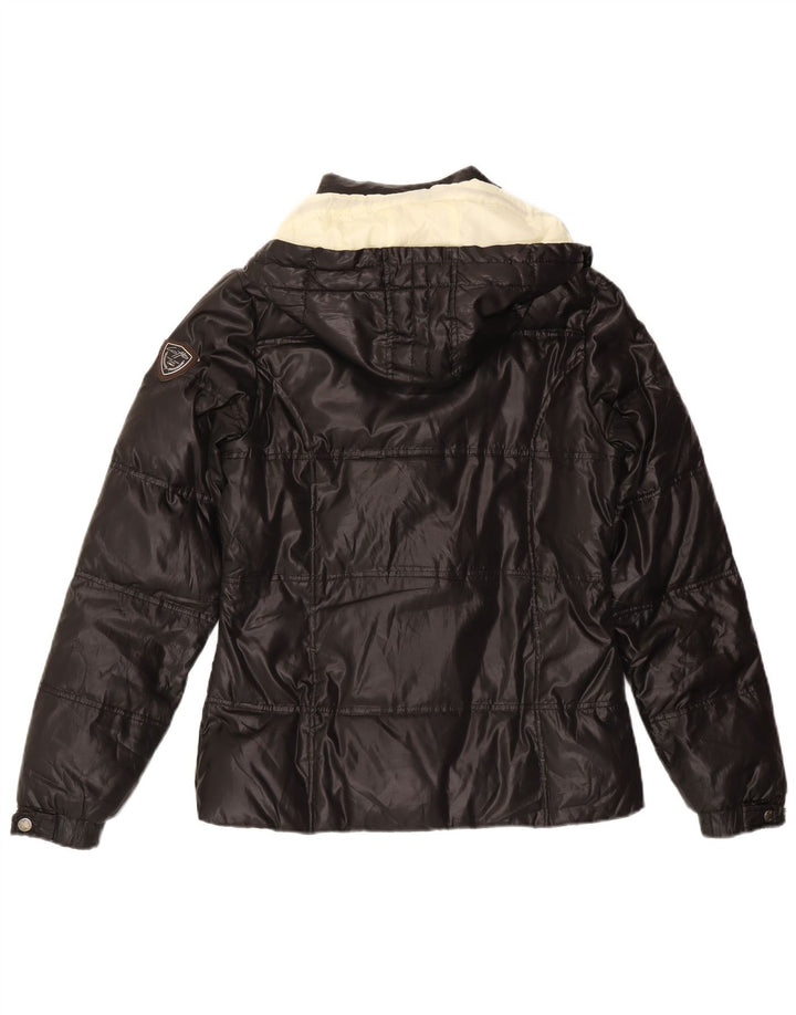 LOTTO Womens Hooded Padded Jacket UK 14 Medium Black Polyamide
