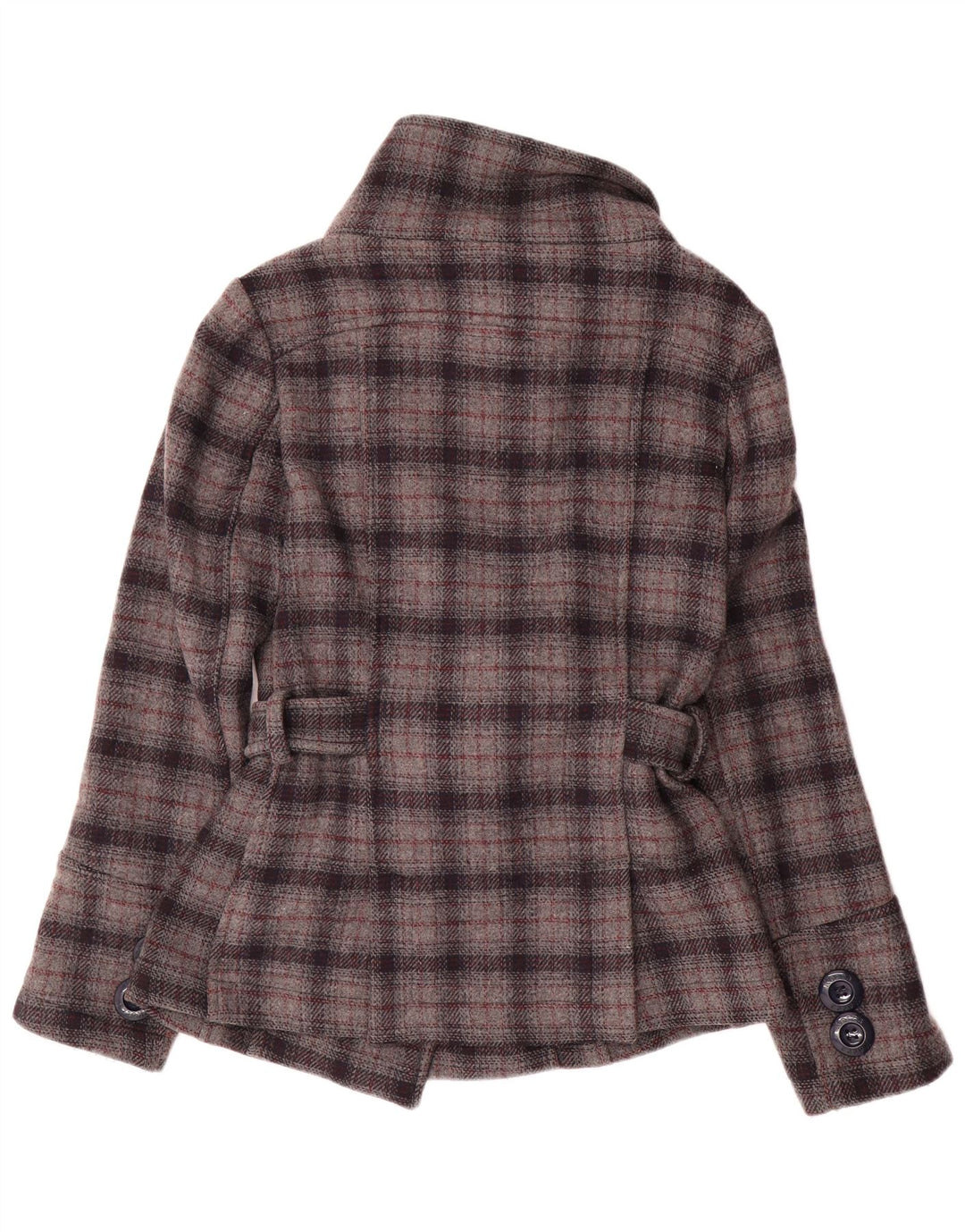 KOCCA Womens Pea Coat UK 10 Small Grey Check