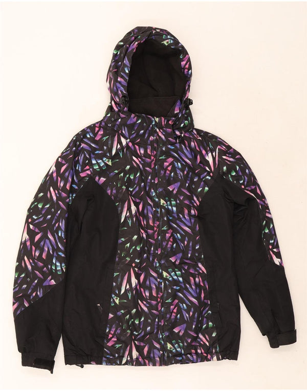 Mountain Warehouse Womens Hooded Ski Jacket UK 8 Small Black Geometric