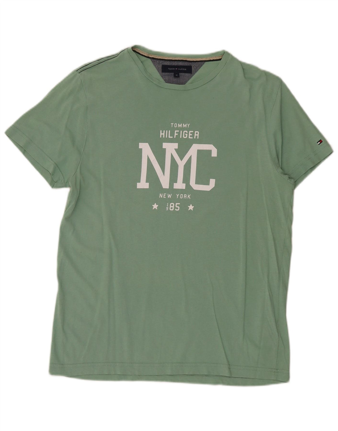 Tommy Hilfiger Mens Graphic T-Shirt Top Medium Green Cotton