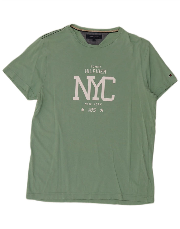 Tommy Hilfiger Mens Graphic T-Shirt Top Medium Green Cotton
