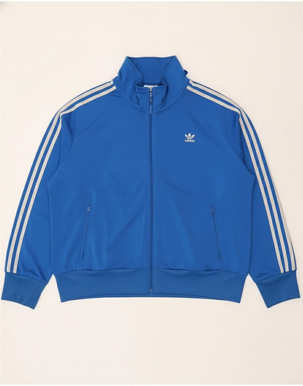Adidas Womens Oversized Tracksuit Top Jacket UK 28/30 3XL Blue Polyester