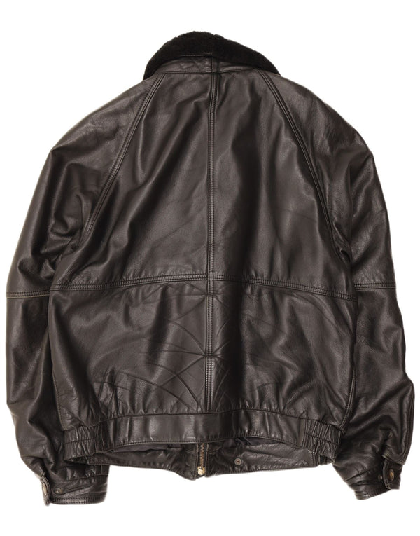 Vintage Mens Leather Jacket IT 52 XL Black