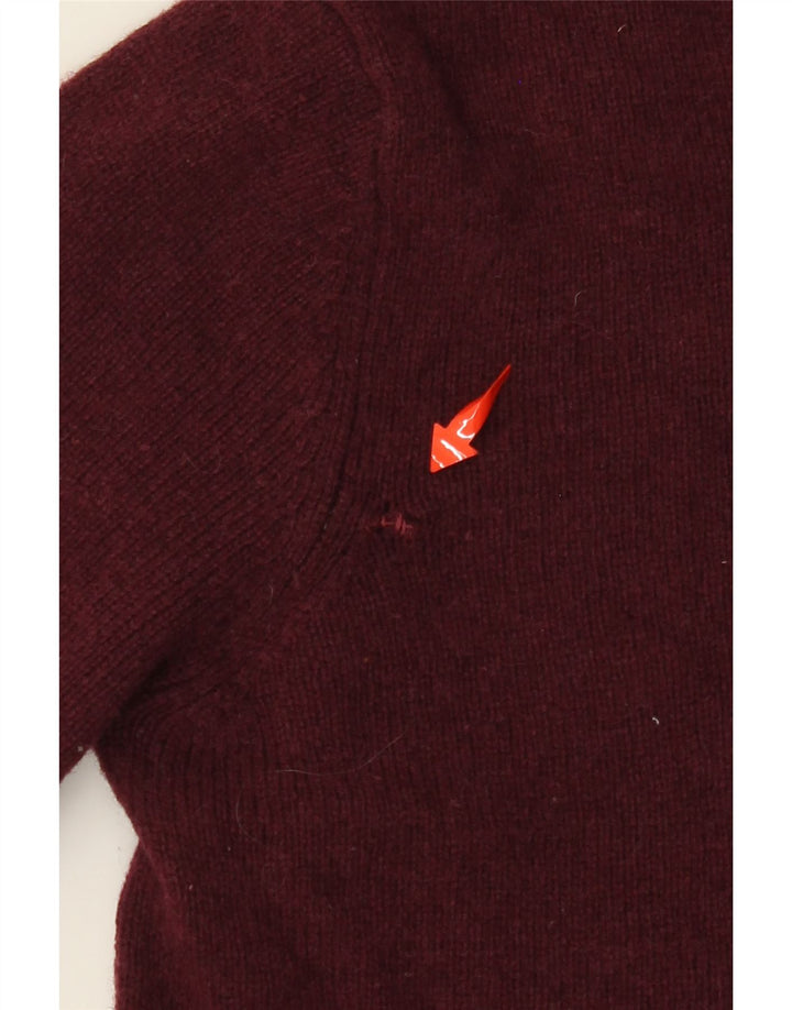 SUPERDRY Mens V-Neck Jumper Sweater Small Burgundy Lambswool