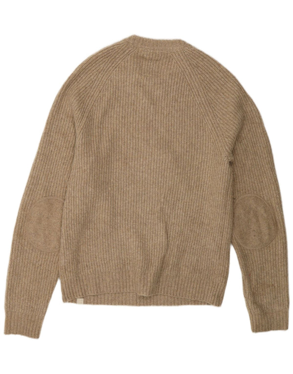 Fat Face Mens Crew Neck Jumper Sweater Medium Beige Acrylic