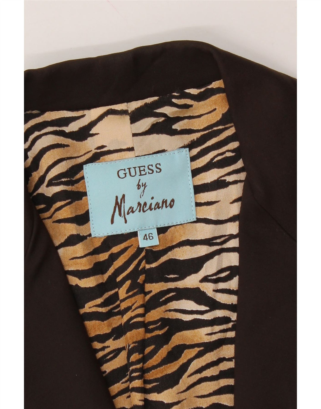 GUESS BY MARCIANO Womens 2 Button Blazer Jacket IT 46 Large Brown Cotton Vintage Guess By Marciano and Second-Hand Guess By Marciano from Messina Hembry 