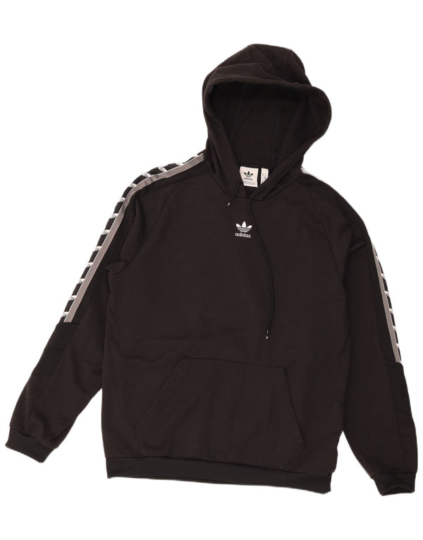 Adidas Mens Graphic Hoodie Jumper Medium Black Colourblock Polyester