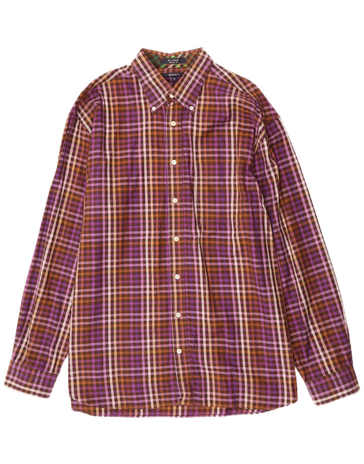 Gant Mens Regular Fit Shirt XL Purple Gingham Cotton