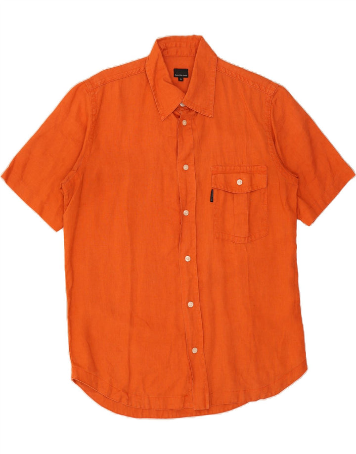 CALVIN KLEIN JEANS Mens Short Sleeve Shirt Small Orange Vintage Calvin Klein Jeans and Second-Hand Calvin Klein Jeans from Messina Hembry 