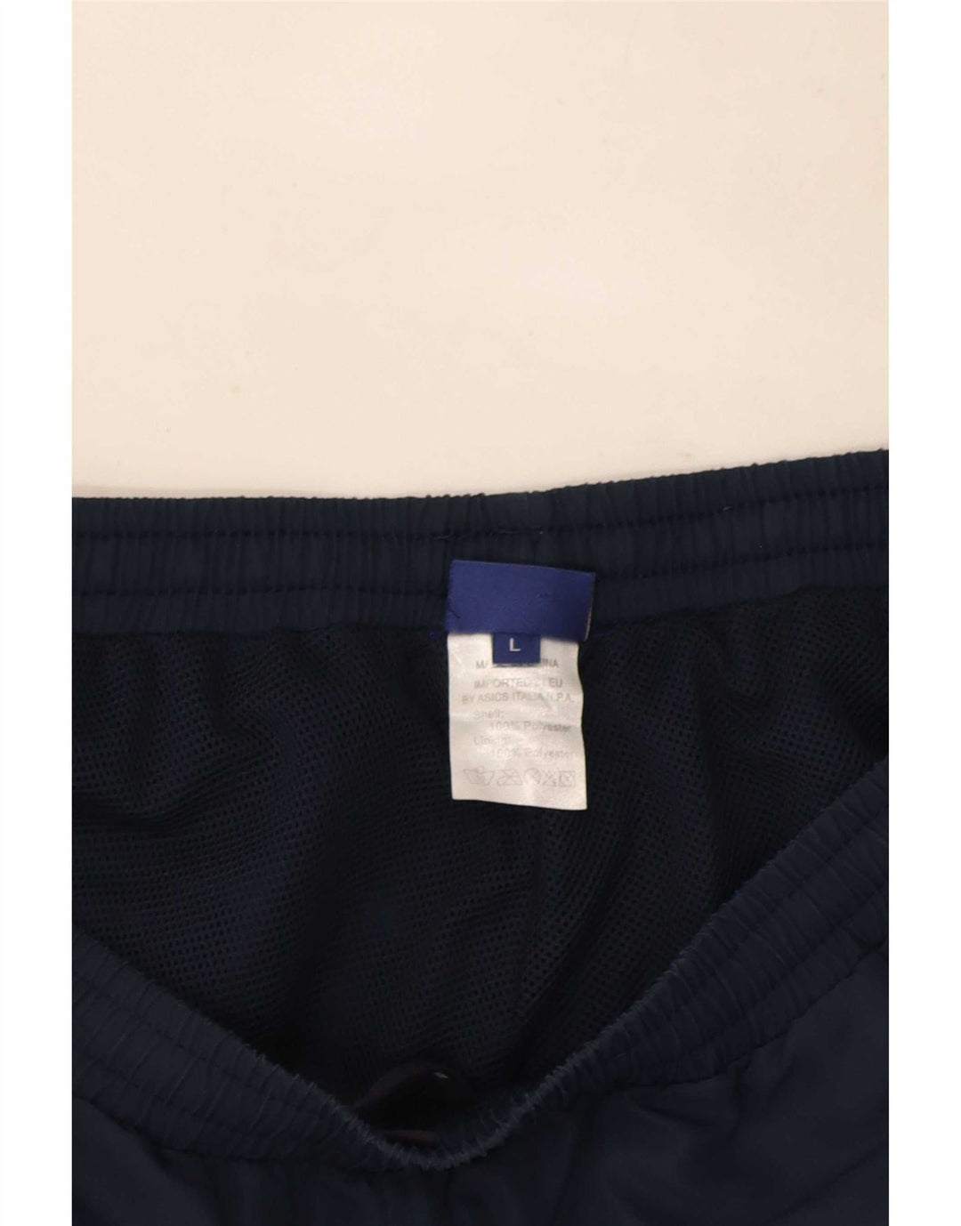 Asics Mens Tracksuit Trousers Large Navy Blue Colourblock Polyester