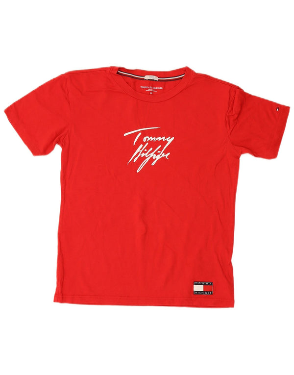 Tommy Hilfiger Womens Graphic T-Shirt Top UK 6 XS Red Cotton