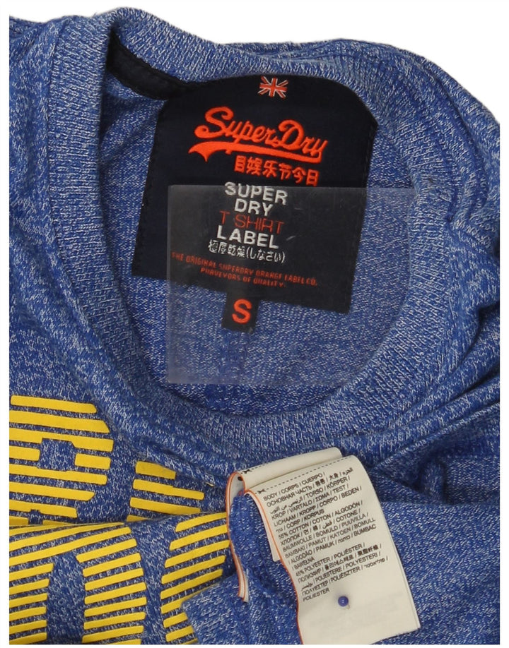 SUPERDRY Mens Real Graphic T-Shirt Top Small Blue Flecked Cotton