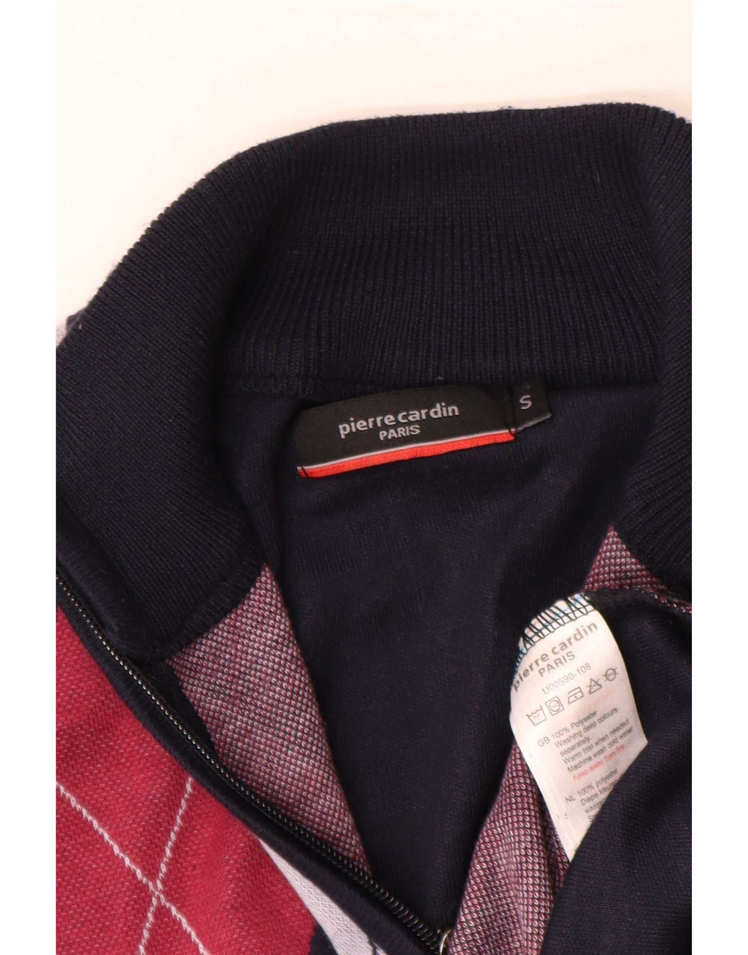 Pierre Cardin Mens Cardigan Sweater Small Navy Blue Argyle/Diamond