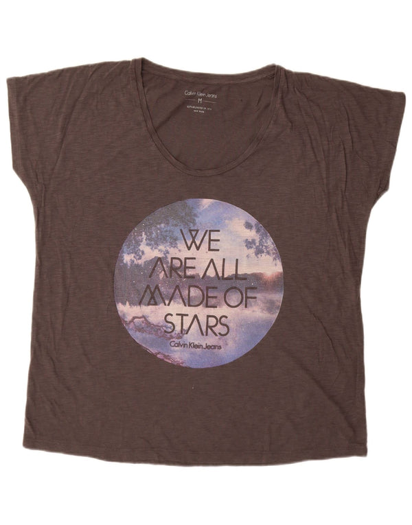 Calvin Klein Jeans Womens Oversized Graphic T-Shirt Top UK 14 Medium Grey