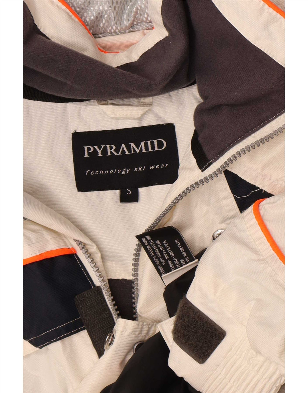 Pyramid Mens Hooded Ski Jacket UK 36 Small White Colourblock Nylon