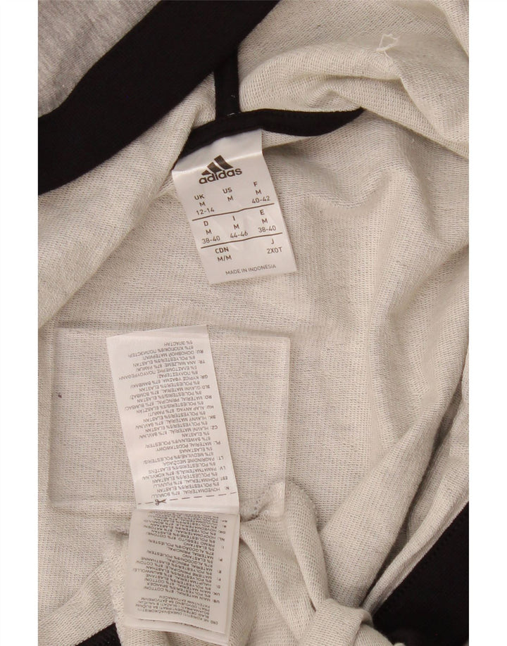 ADIDAS Womens Hooded Cardigan Sweater UK 12/14 Medium Grey Colourblock