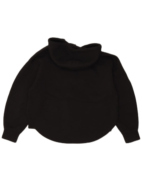 Zara Womens Oversized Zip Hoodie Sweater UK 10 Small Black Polyester