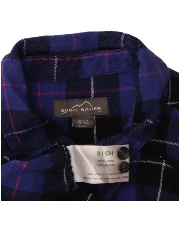 Eddie Bauer Womens Flannel Shirt UK 10 Small Purple Check Cotton